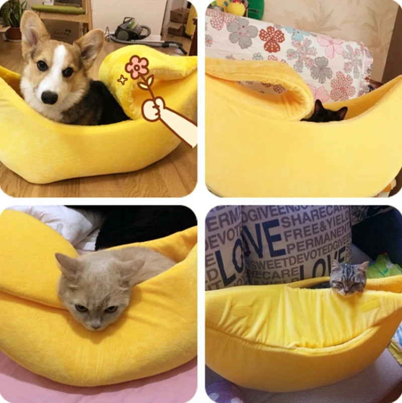 Cute Banana Cat Dog Bed - My Puppy Fresh