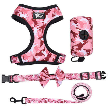 4 Combo Matching Dog Collar Harness Leash Pouch Set - My Puppy Fresh