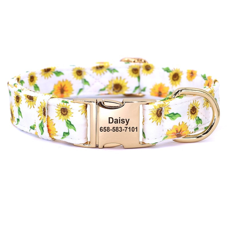 Buzzy Floral Personalized Nylon Dog Collar - My Puppy Fresh