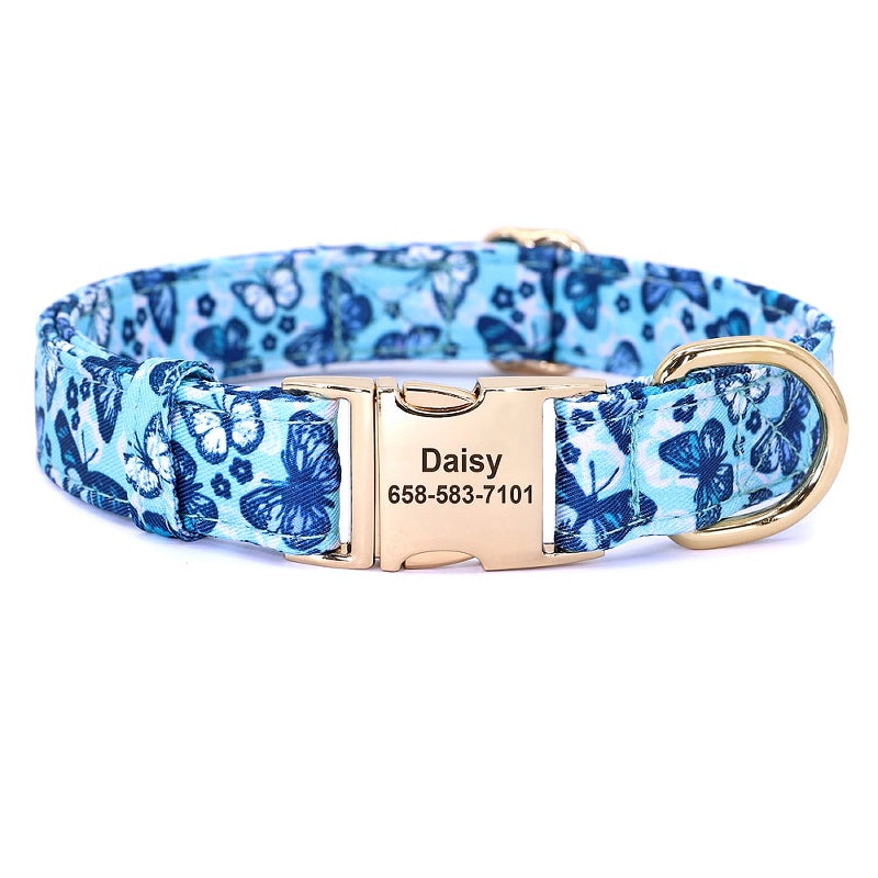 Buzzy Floral Personalized Nylon Dog Collar - My Puppy Fresh