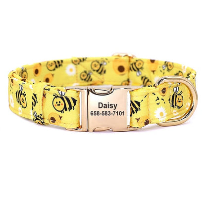 Buzzy Floral Personalized Nylon Dog Collar - My Puppy Fresh