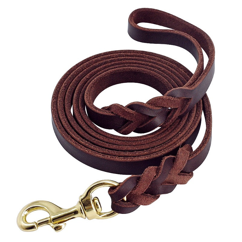 Durable Braided Leather Dog Leash - My Puppy Fresh