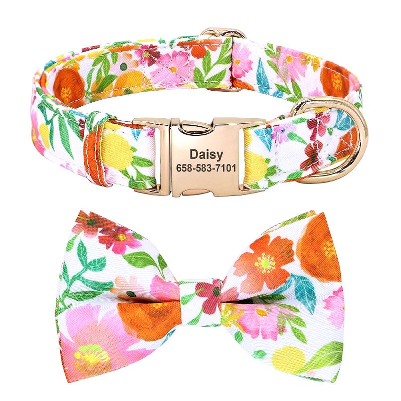 Custom Printed Nylon Bowknot Dog Collar - My Puppy Fresh