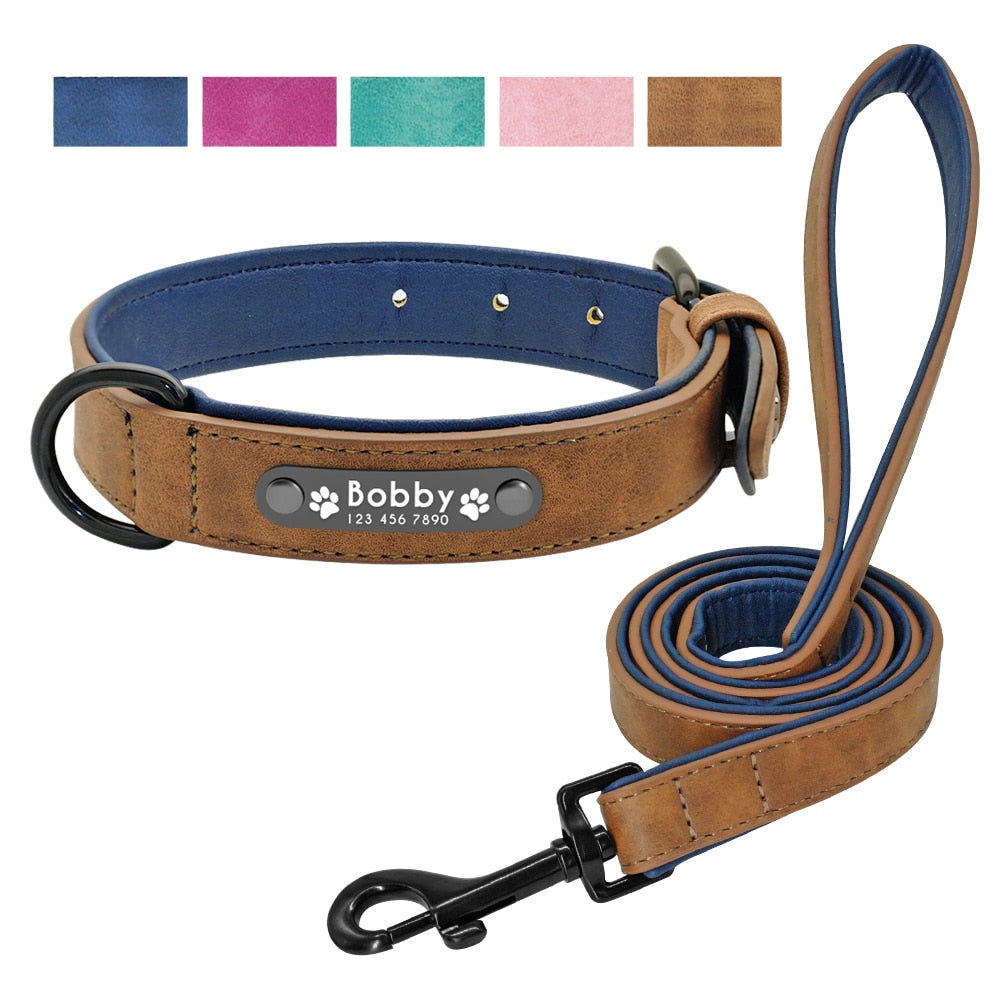 Personalized Leather Dog Collar and Leash - My Puppy Fresh