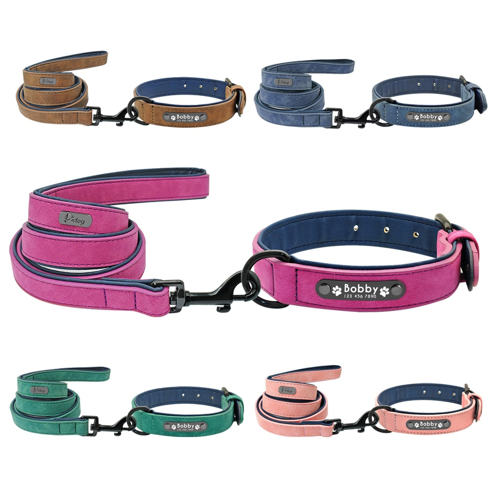 Personalized Leather Dog Collar and Leash - My Puppy Fresh