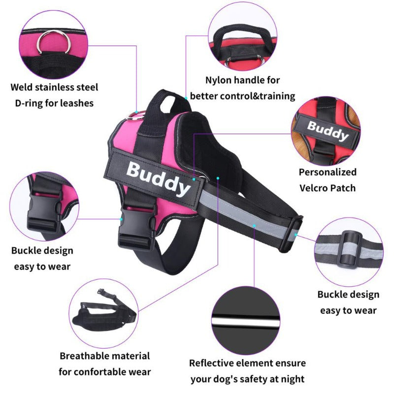 Personalized No Pull Reflective Dog Harness - My Puppy Fresh